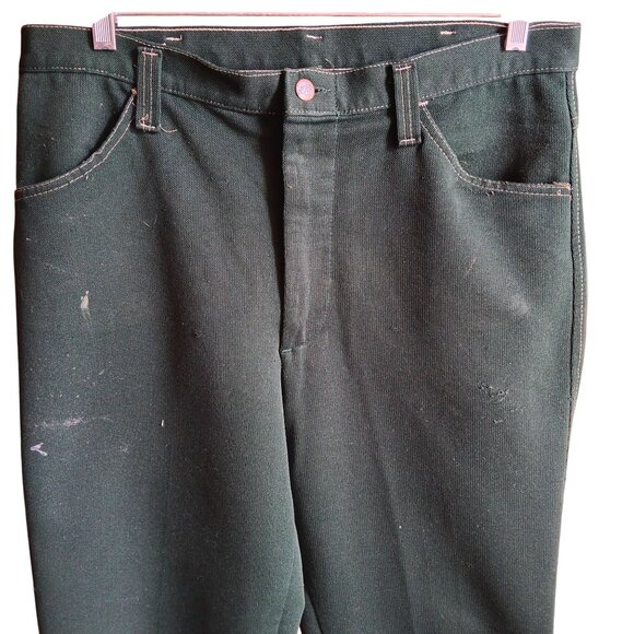 36x31 True Vintage Sears Jeans Joint Green Polyester Flare Jeans Pants 1970's - Picture 4 of 6